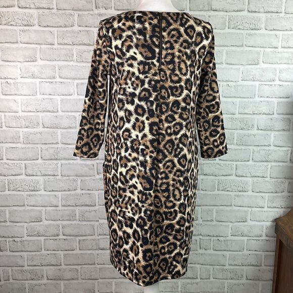 Jaclyn Smith Collection Animal Print 3/4 Sleeve Shift Dress Size Small - Picture 7 of 11